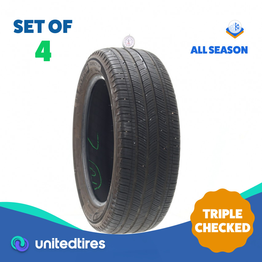 Set of (4) Used 235/55R19 Michelin Primacy A/S 101H – 6.5-7/32