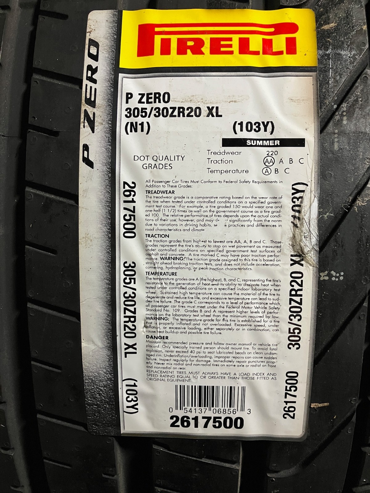 2 New 305 30 20 (103Y) Pirelli P Zero N1 Summer Tires