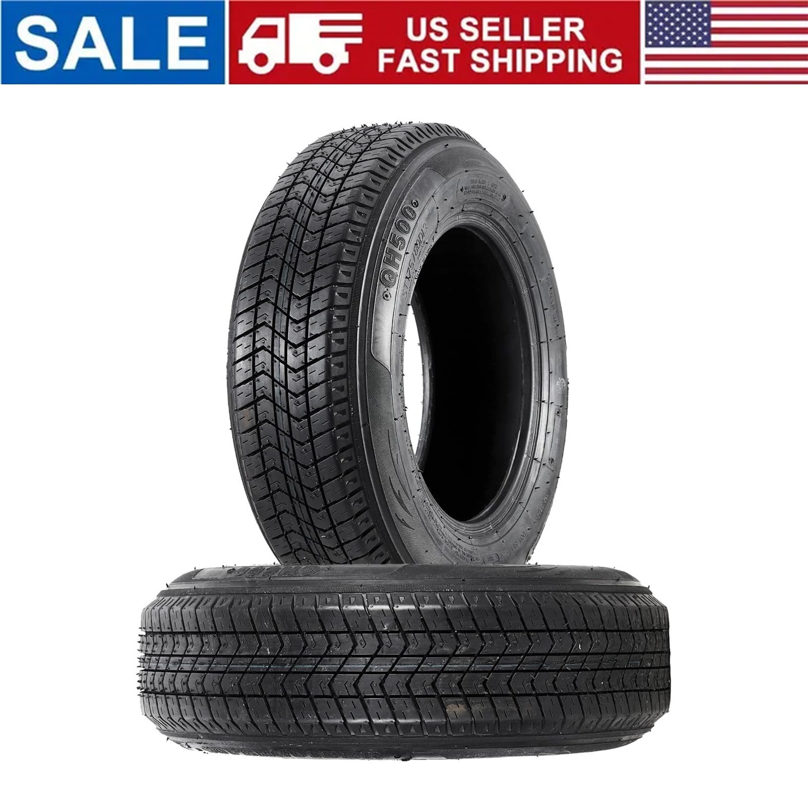Set of 2 ST205/75D14 6PR Trailer Tires Deep Tread Bias Ply Load Range C Tubeless