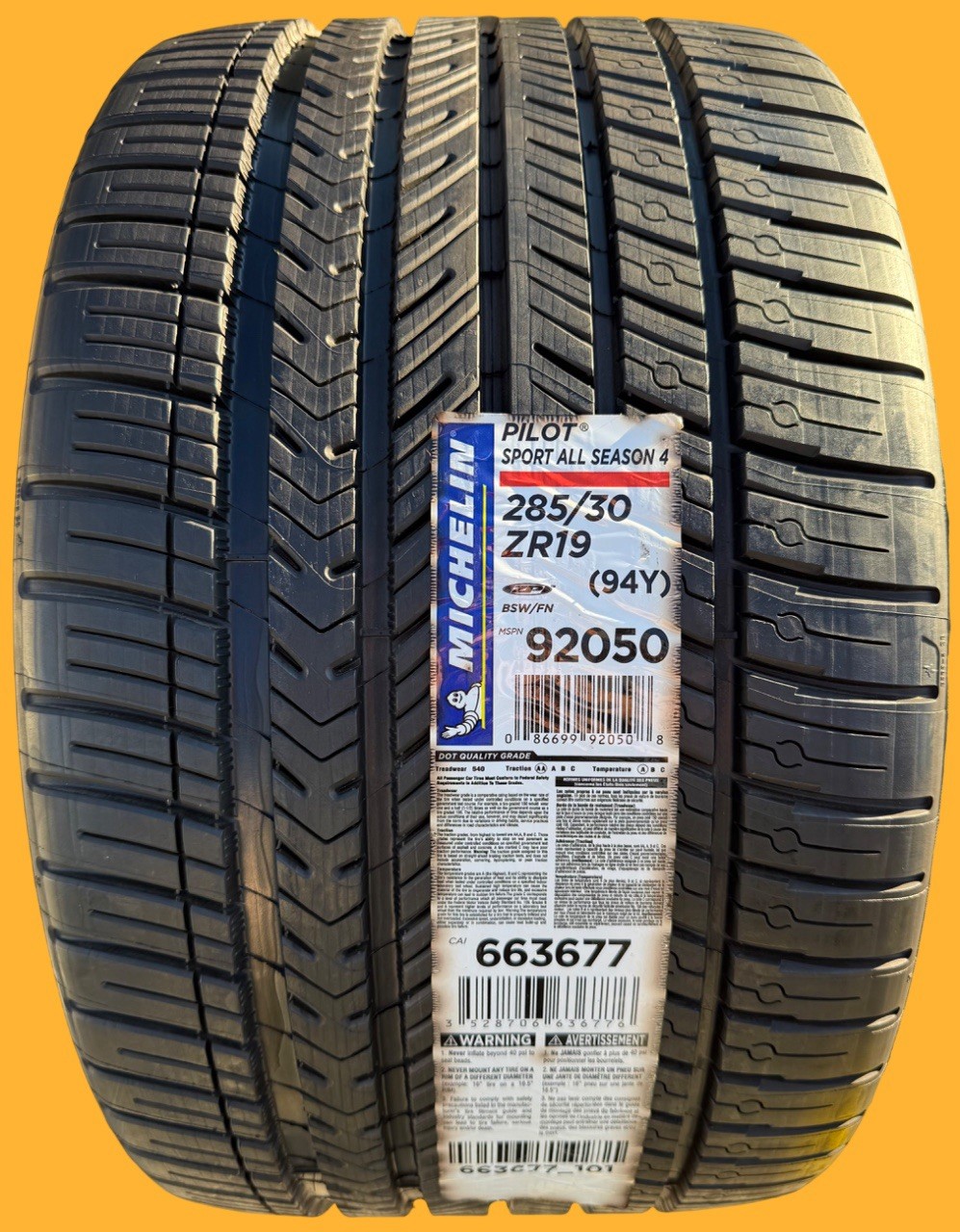 ONE NEW 285/30ZR19 Michelin Pilot Sport All Season 4 ZP Run Flat Corvette Tire