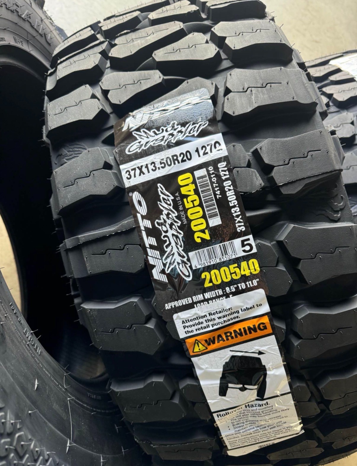 37X13.50R20 Nitto Mud Grappler M/T NEW Tires 127Q Load E Set of 4