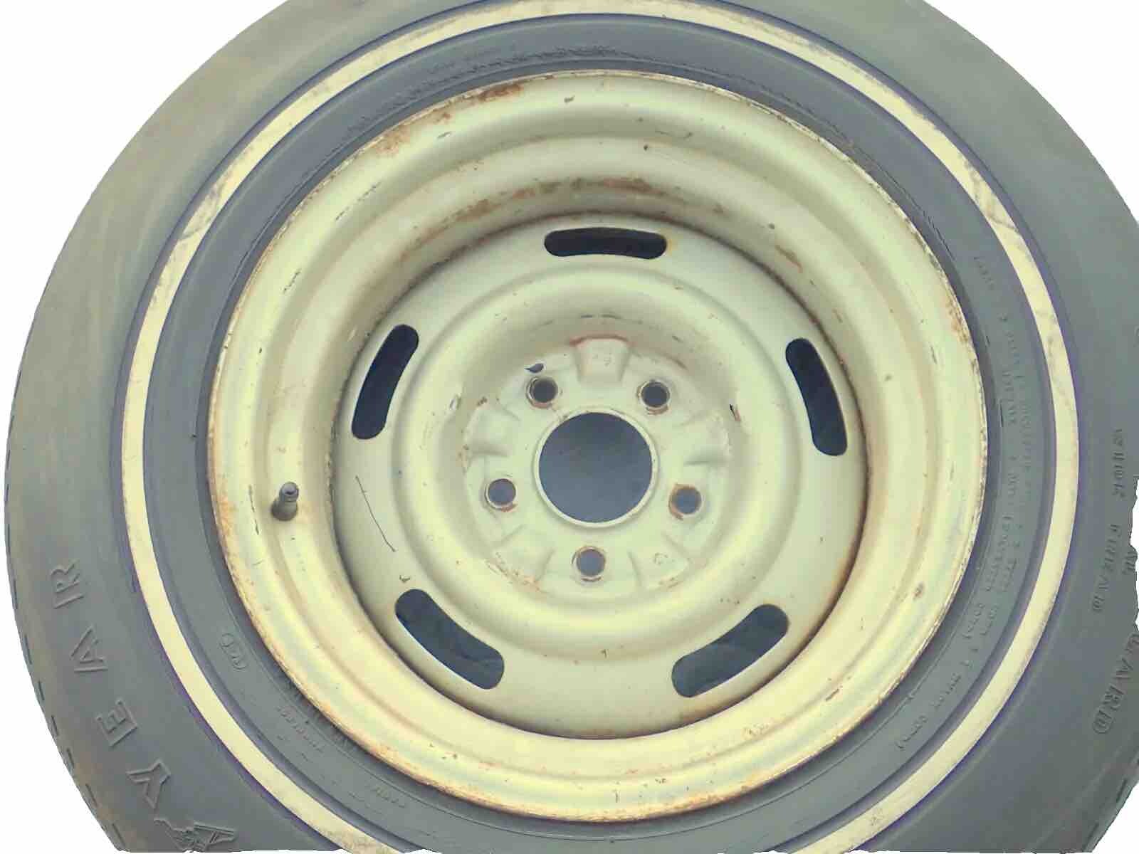 GM 15×8 AZ Rally Wheel Goodyear GR70-15 Custom Steelgard Whitewall Tire Corvette