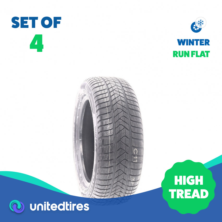 Set of (4) Driven Once 205/55R16 Pirelli Winter Sottozero 3 Run Flat 91H – 10/32