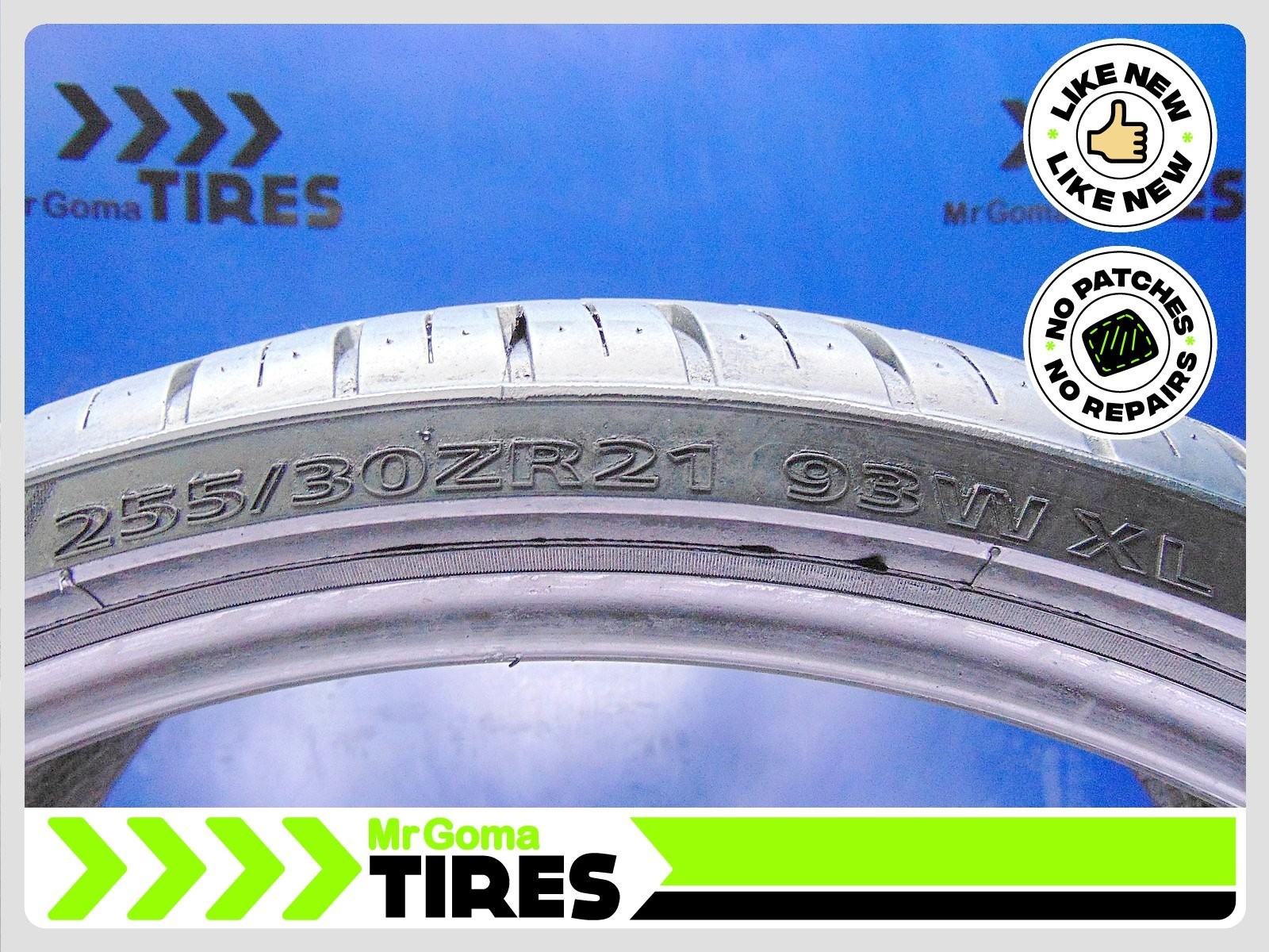 2 LEXANI LX-TWENTY XL 255/30R21 91% LIFE USED TIRES NO PATCH 2021 DOT 2553021