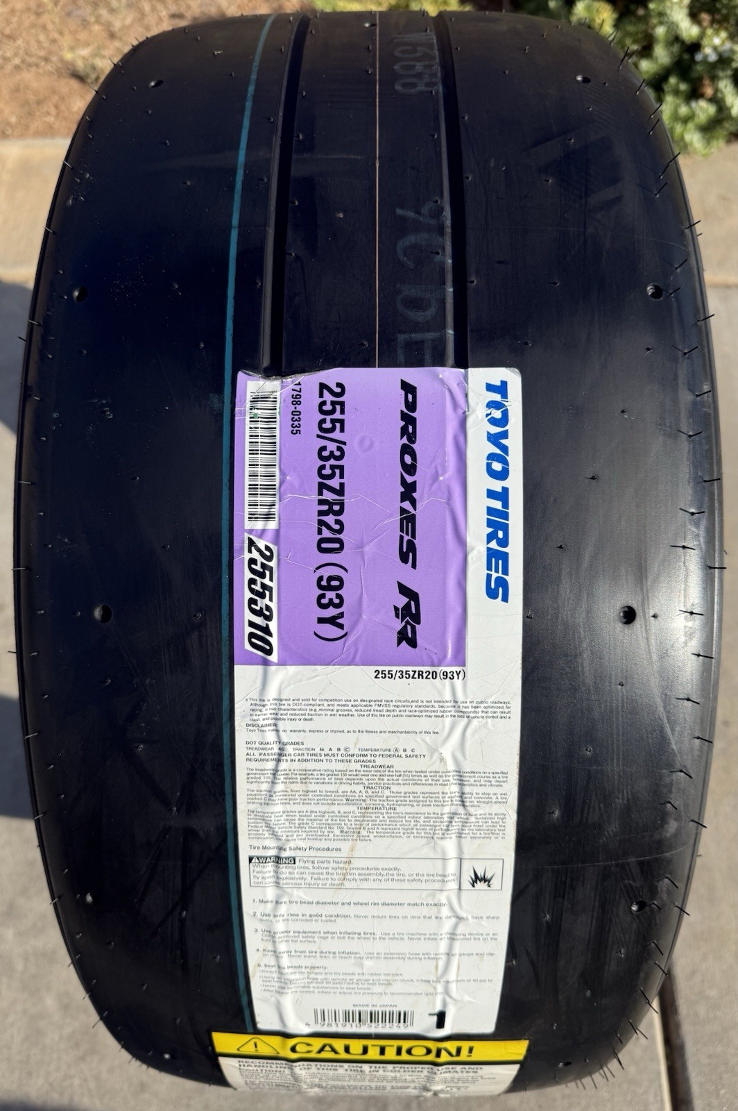 TWO BRAND NEW 255/35ZR20 (93Y) Toyo Proxes RR Track & Competition Tires 2853020