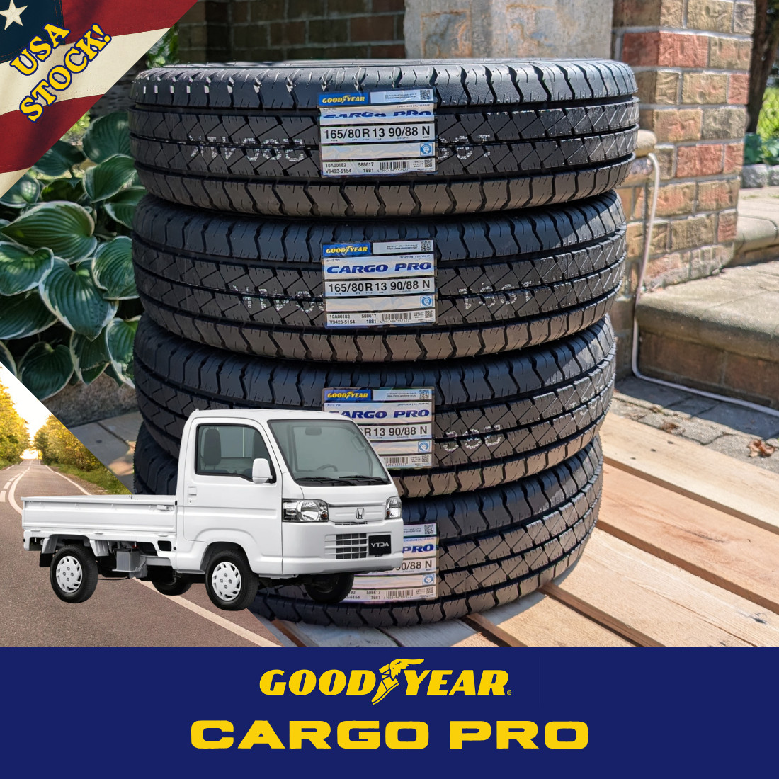 Goodyear Cargo Pro Kei/Mini Truck Tires 165/80R13 (4) – Brand New, 165R13