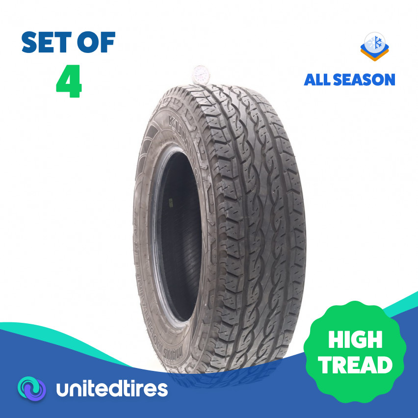 Set of (4) Used LT 245/75R17 Kumho Mavis Mountaineer APT 121/118R – 9.5-11.5/32