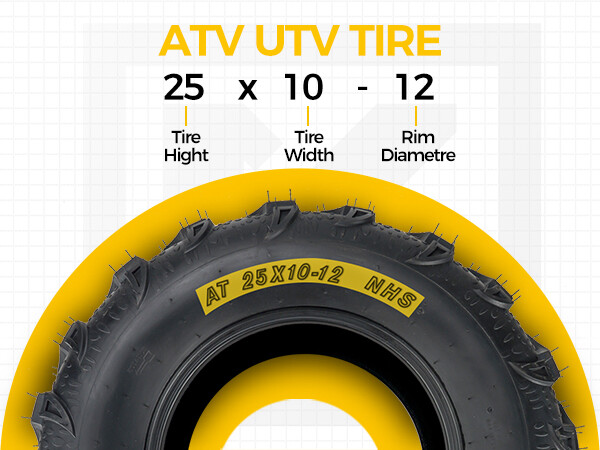 Pair 25×10-12 ATV Tires 25x10x12 Heavy Duty 6 Ply Tubeless All Terrain 25×10 12