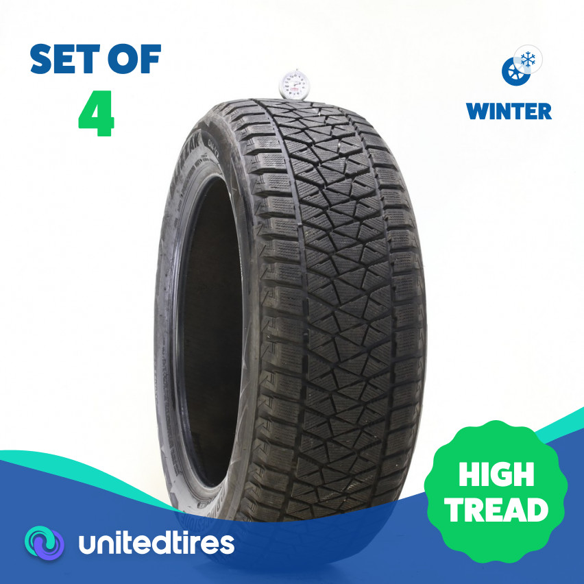 Set of (4) Used 255/55R20 Bridgestone Blizzak DM-V2 107T – 9.5-10.5/32