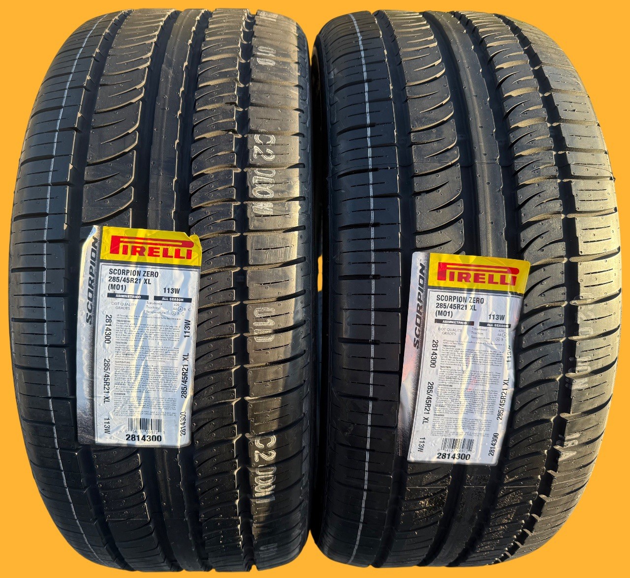 Set of TWO BRAND NEW 285/45R21 113W Pirelli Scorpion Zero MO1 All Season Tires