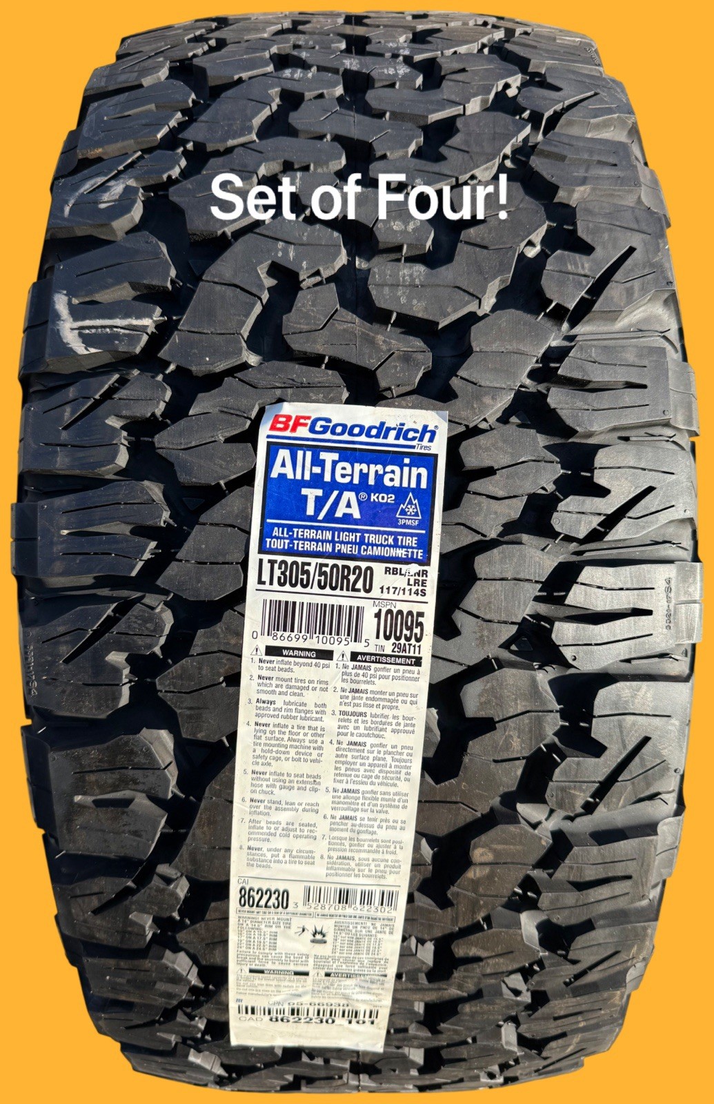4 NEW LT305/50R20 117/114S BF Goodrich BFG All-Terrain T/A KO2 Tires 305/50R20
