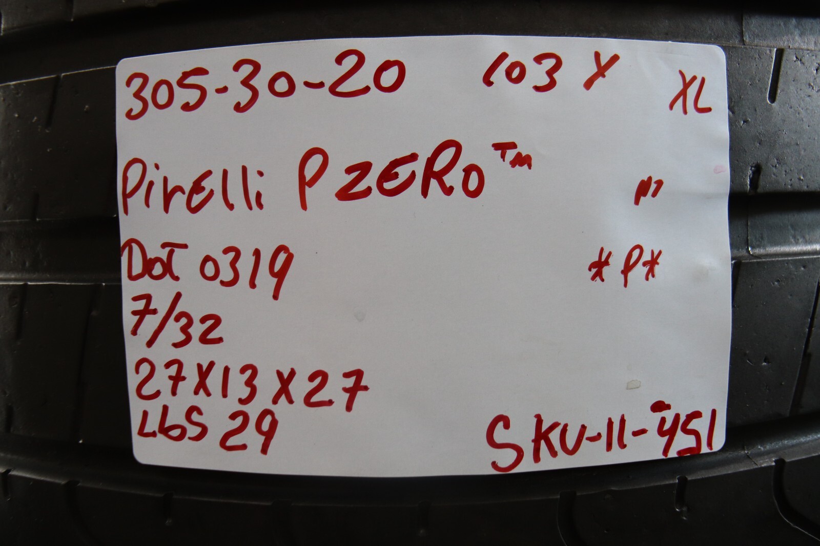 Used 305/30ZR20 Pirelli P Zero N1 – 103Y – 7/32