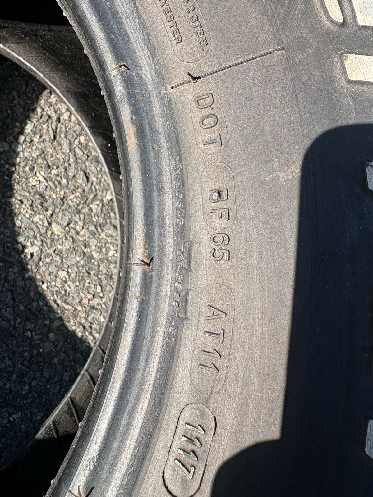 35×12.50R15LT BFG All-Terrain T/A White Letter Tire Very good used