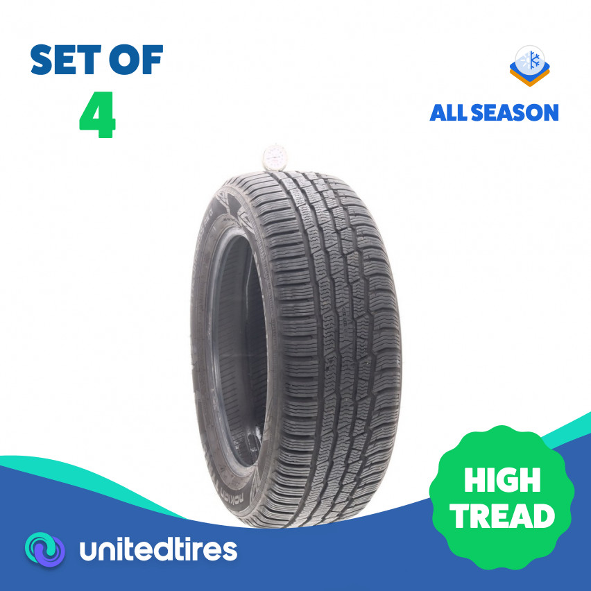 Set of (4) Used 225/55R17 Nokian Encompass AW01 97V – 10/32