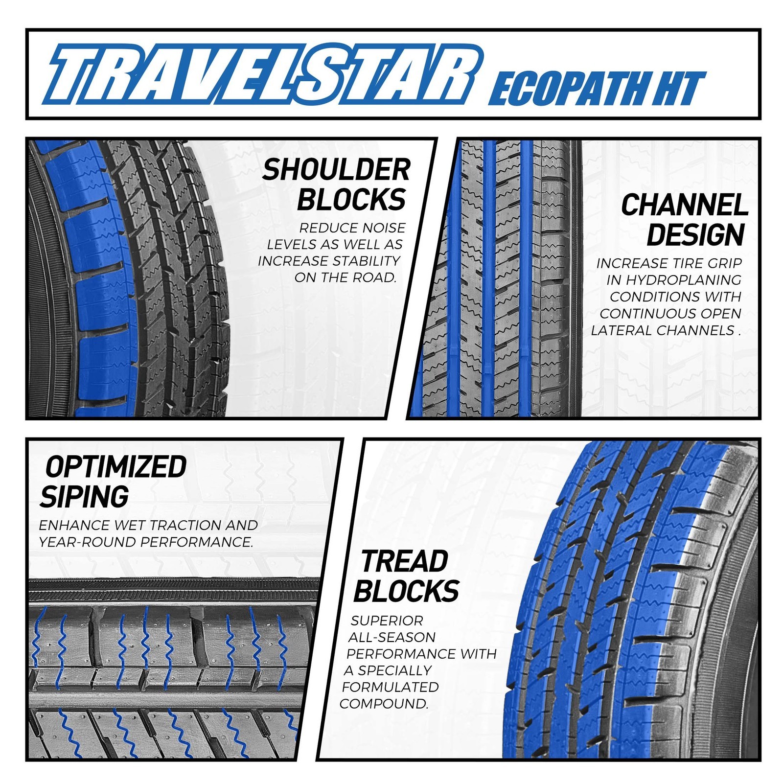 Travelstar EcoPath H/T 265/65R17 112H Highway Terrain SUV Tire 265 65 17