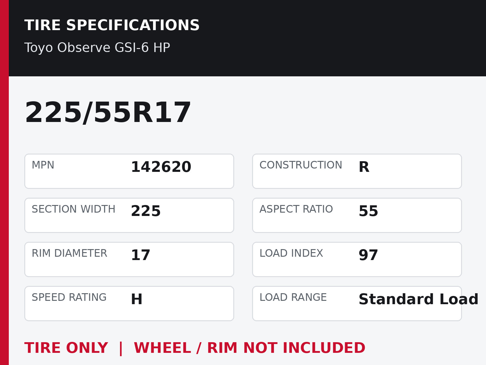 4 New Toyo Observe GSI-6 HP 225/55R17 97H Winter Tires 2255517 225 55 17