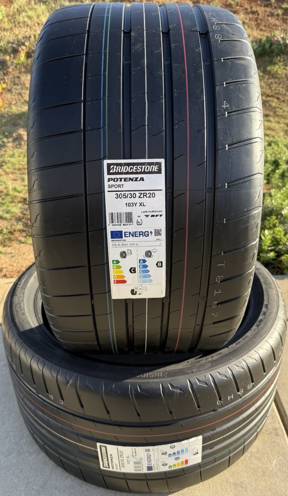 Set of TWO BRAND NEW 305/30ZR20 (103Y) Bridgestone Potenza Sport RFT Tires