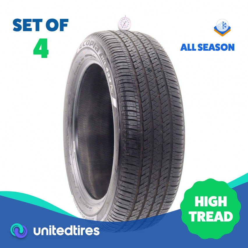 Set of (4) Used 225/55R19 Bridgestone Ecopia H/L 422 Plus 99H – 8-8.5/32