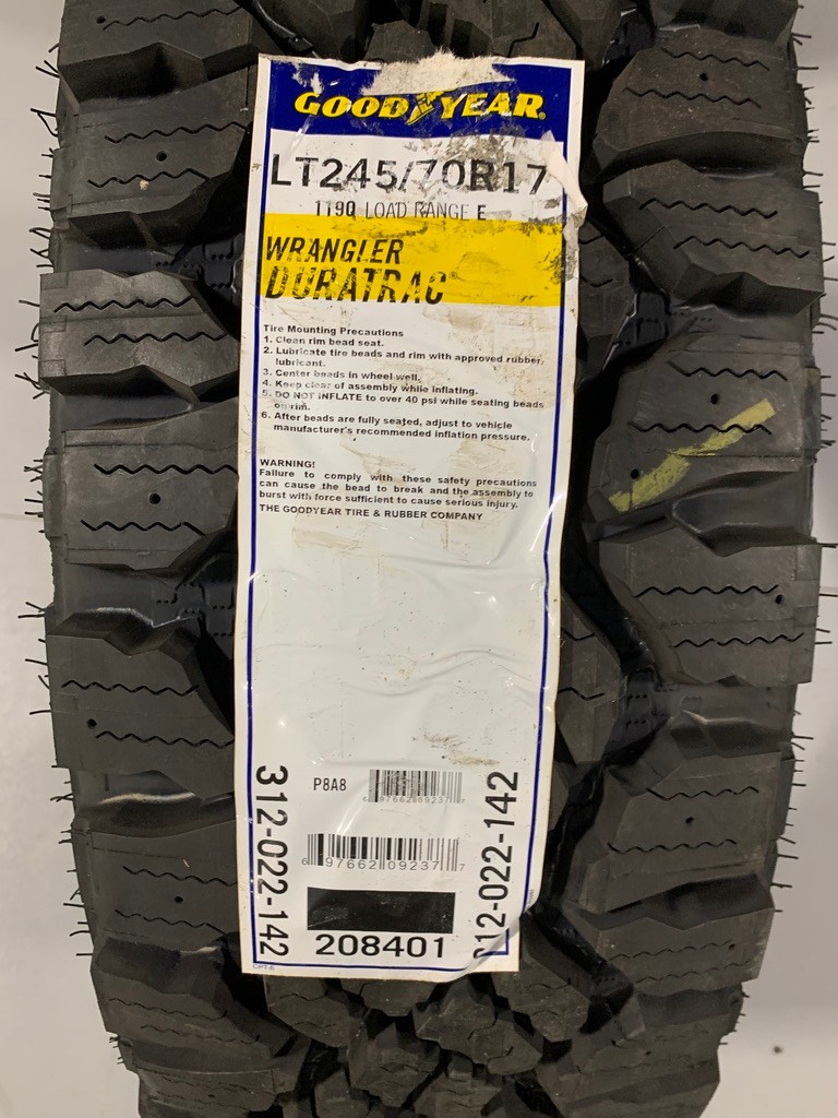 1 New LT 245 70 17 LRE 10 Ply Goodyear Wrangler Duratrac Mud Tire