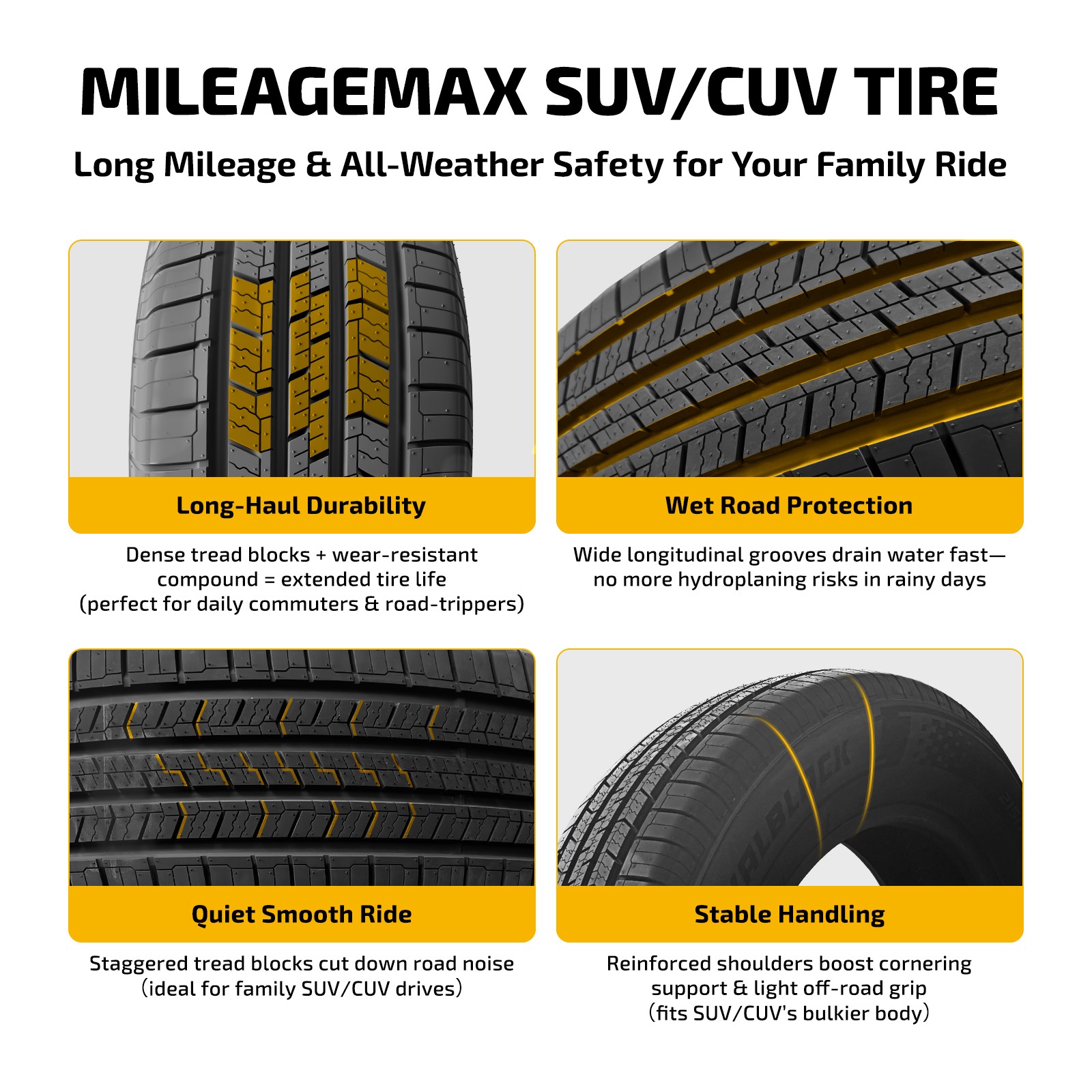 4 Tires 235/65R17 108H Premium All Season SUV/CUV 8.4mm Tread Durable Wet Grip