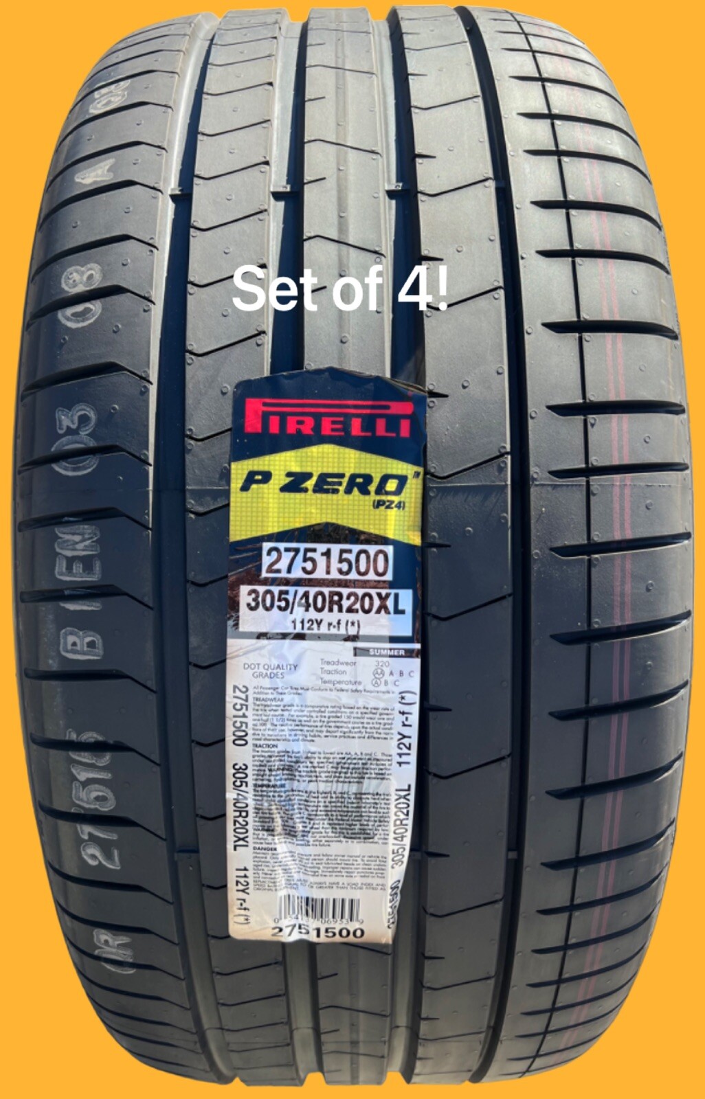 Set of 4 NEW Pirelli P Zero PZ4 Run Flat RFT 305/40R20 Star ★ BMW PZero RunFlat