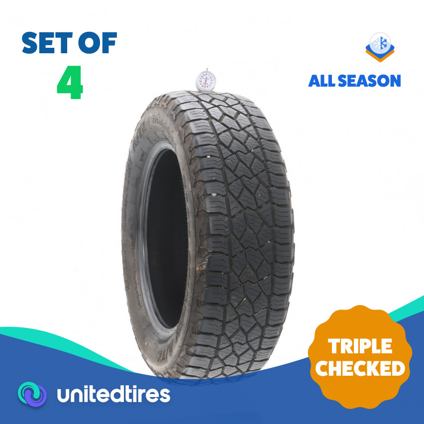 Set of (4) Used 225/65R17 DeanTires Back Country A/T2 102H – 7-8.5/32