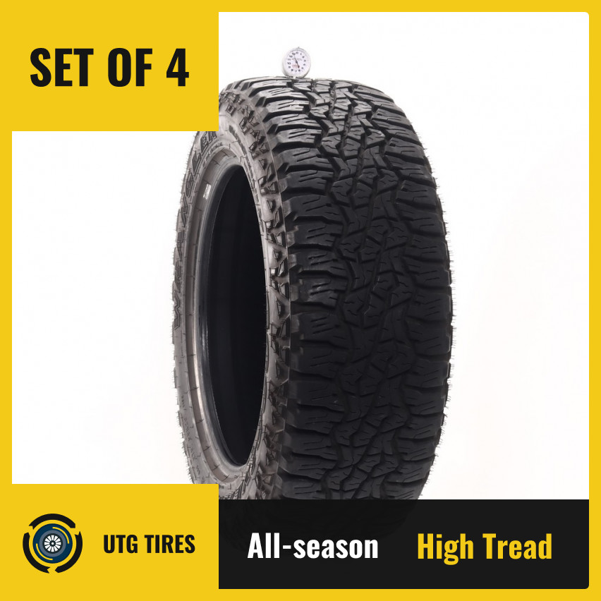 Set of (4) Used 275/55R20 Goodyear Wrangler Ultra Terrain AT 113S – 13-15/32