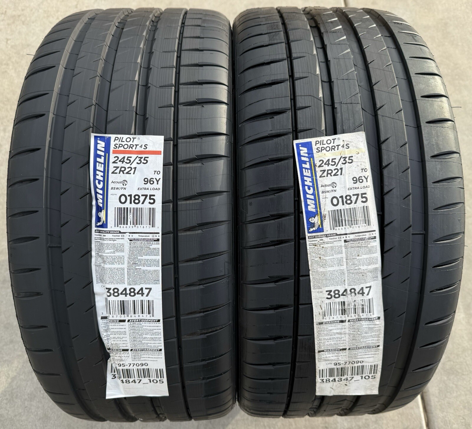 Set of TWO BRAND NEW 245/35ZR21 96Y Michelin Pilot Sport 4S Tires 2453521