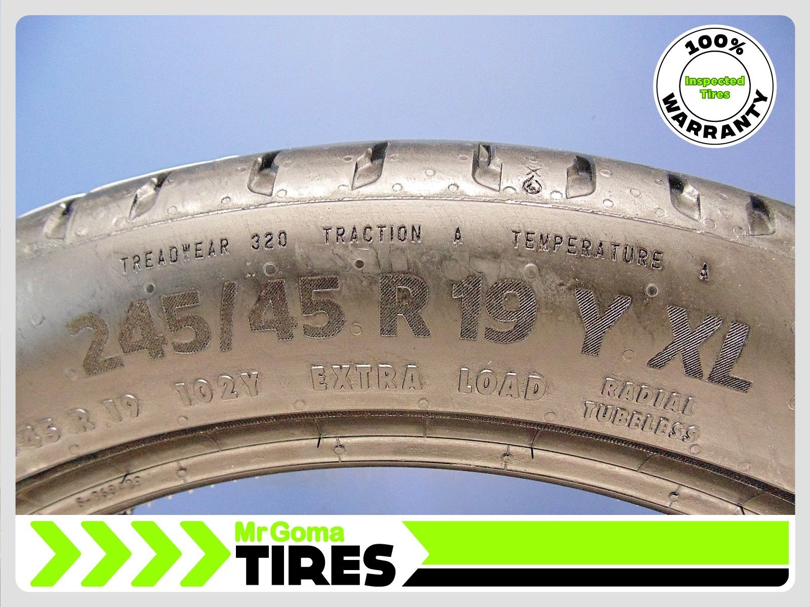 1 CONTINENTAL ECOCONTACT 6Q MO XL 245/45R19 USED TIRE 7.6/32 TREAD 102Y 2454519