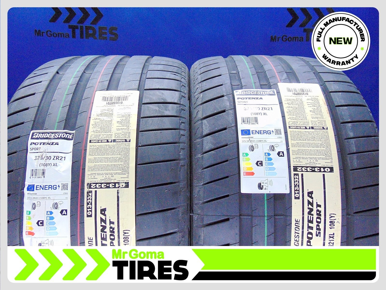 SET OF 2 BRAND NEW 325/30ZR21 BRIDGESTONE POTENZA SPORT XL TIRES 108Y 3253021