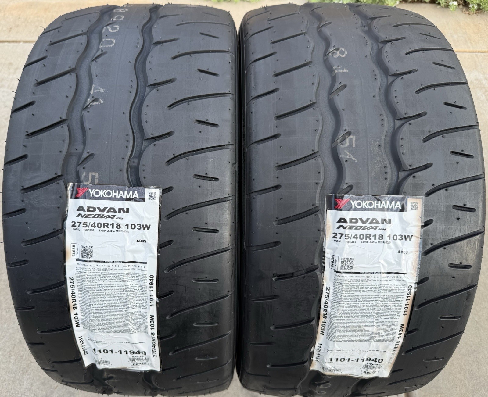 TWO BRAND NEW 275/40R18 103W Yokohama ADVAN NEOVA AD09 Tires Like Michelin Cup 2
