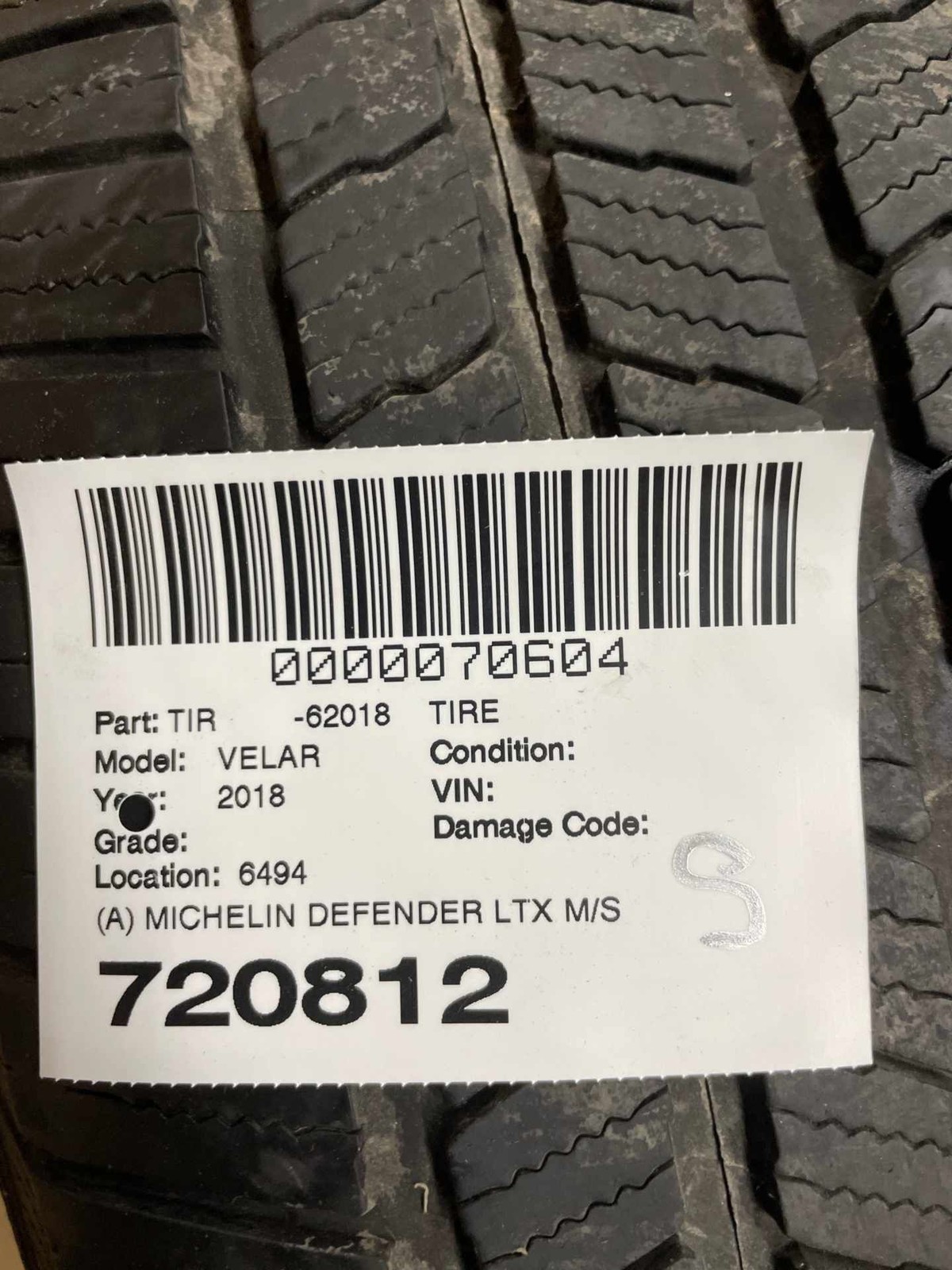 (A) MICHELIN DEFENDER LTX M/S 255/50R20 109H EXTRA LOAD DOT 4822 7/32NDS