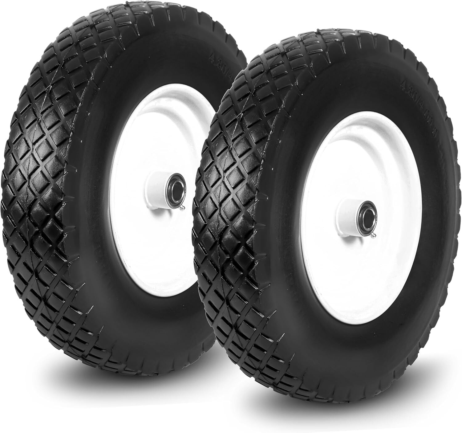 Taifa 2PCS 16 Inch Rubber Solid Flat Free Replacement Tires & Wheels 4.80/4.00-8