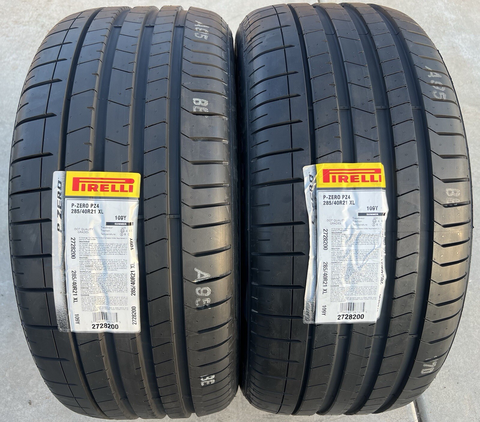 SET OF TWO BRAND NEW 285/40R21 Pirelli P Zero PZ4 Sport Tires 2854021
