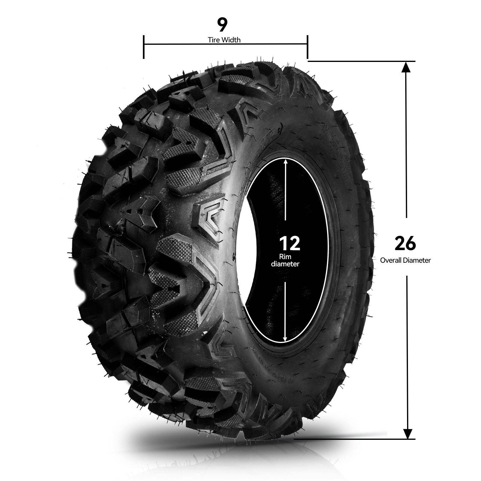 26×9-12 26x9x12 26-9-12 6PR ATV UTV SxS All Terrain Tire Z-199 TL Rubber Pair
