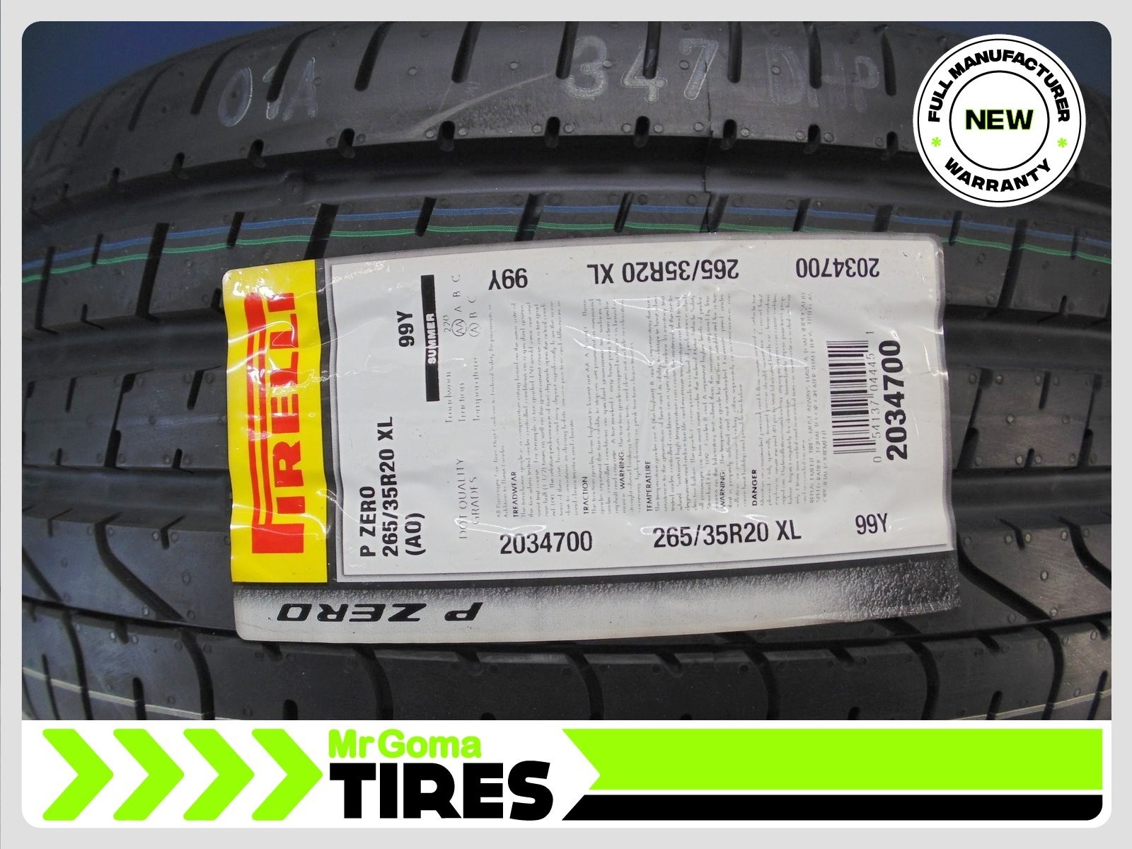 1 BRAND NEW TIRE PIRELLI P ZERO TM AO XL 265/35R20 99Y 2653520
