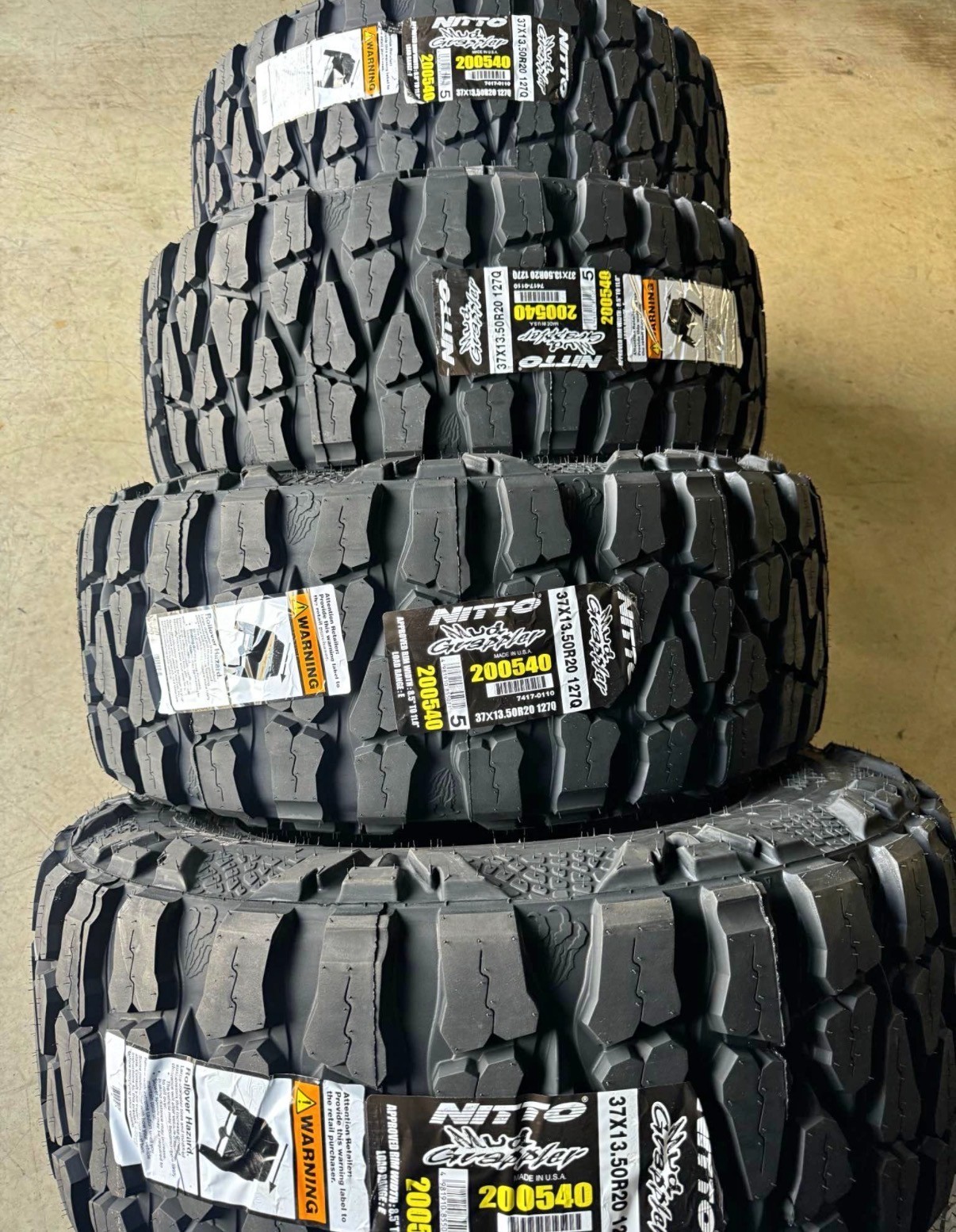 37X13.50R20 Nitto Mud Grappler M/T NEW Tires 127Q Load E Set of 4