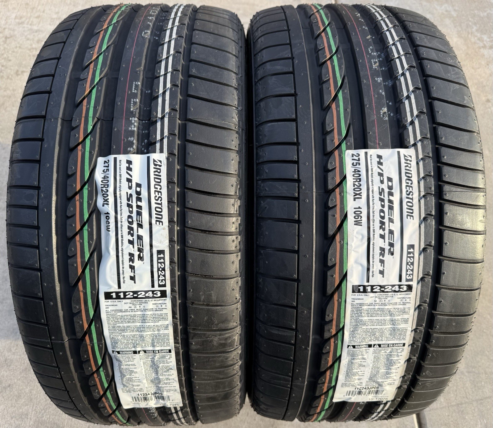 4X NEW Bridgestone Dueler H/P Sport RFT BMW Run Flat 2X 275/40R20 & 2X 315/35R0