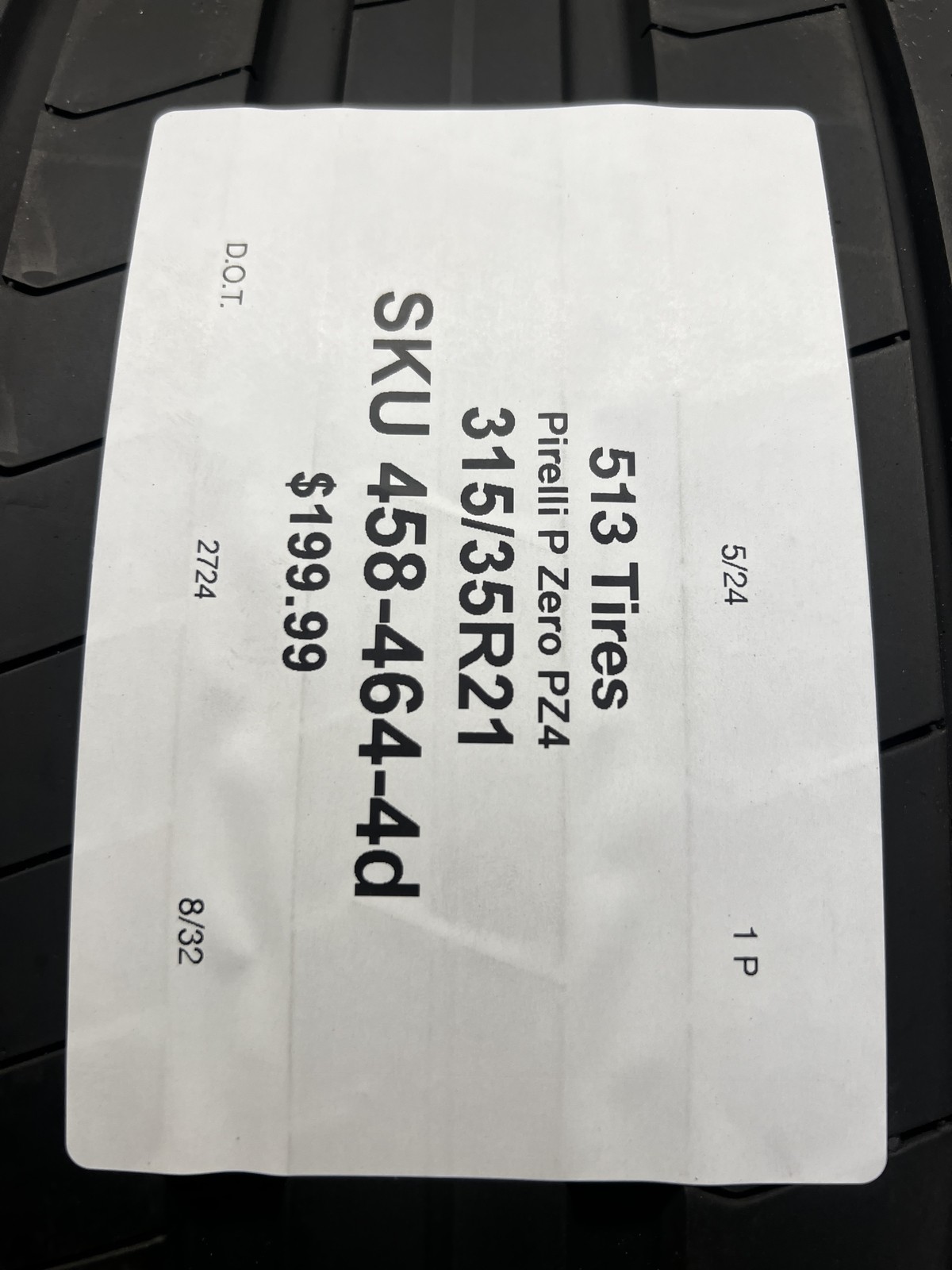 1 Tire Pirelli P Zero PZ4 Run Flat BMW 315/35R21 111Y DOT.2724 8/32