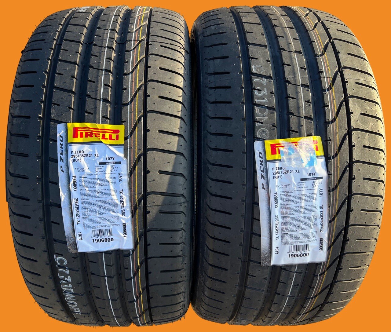 Set of TWO BRAND NEW 295/35ZR21 107Y Pirelli P Zero R01 Audi Tires 2953521