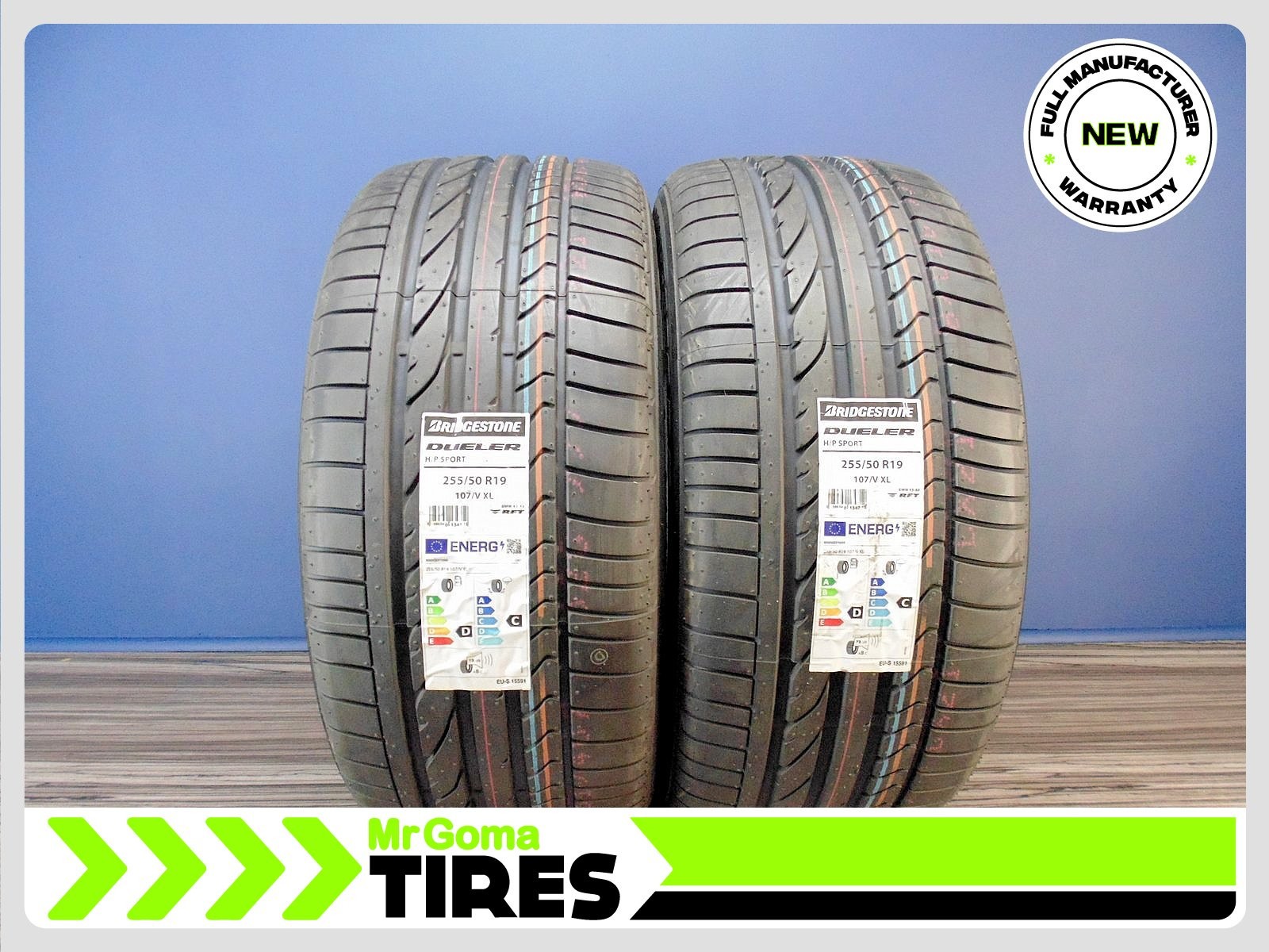 2 NEW 255/50R19 BRIDGESTONE DUELER H/P SPORT RFT XL TIRES Run flat 107V 2555019