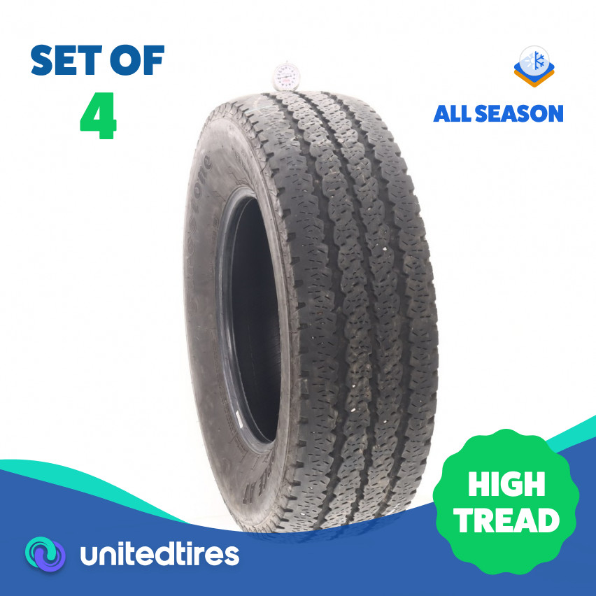 Set of (4) Used LT 265/70R17 Firestone Transforce AT 121/118Q – 10-12/32 (1ACUO)
