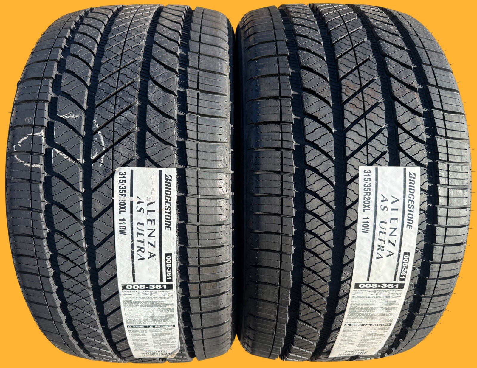 Set of TWO BRAND NEW 315/35R20 110W Bridgestone Alenza AS Ultra All Season Tires