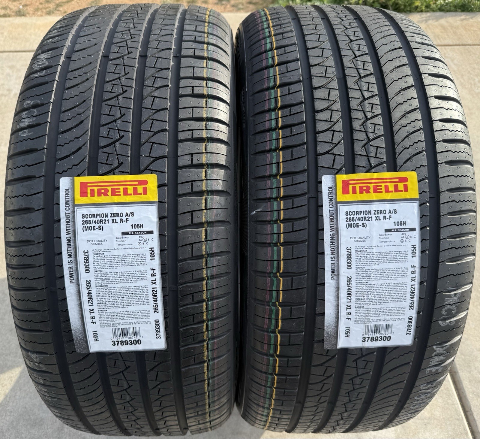 TWO NEW 265/40R21 Pirelli Scorpion Zero A/S MOE-S Run Flat RFT ELECT PNCS Tires