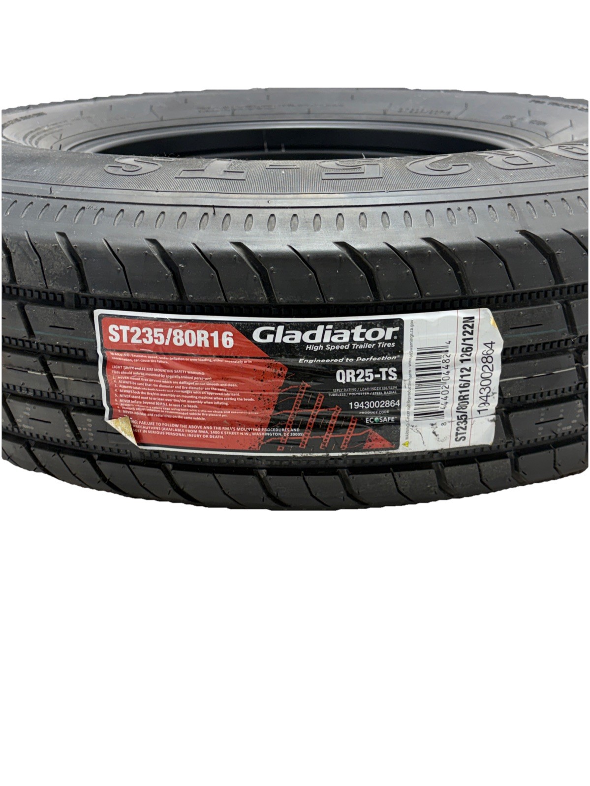 Gladiator RV Trailer 16’’ Aluminum 6 Lug Rim W/QR25-TS Tire ST235/80R16 F/12PLY
