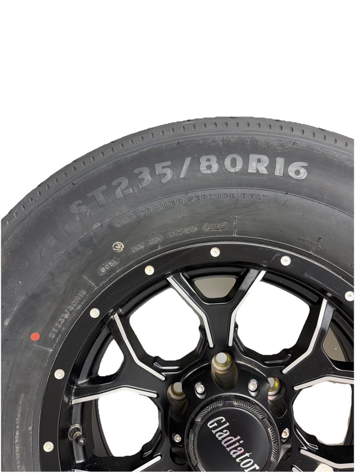 Gladiator RV Trailer 16’’ Aluminum 6 Lug Rim W/QR25-TS Tire ST235/80R16 F/12PLY