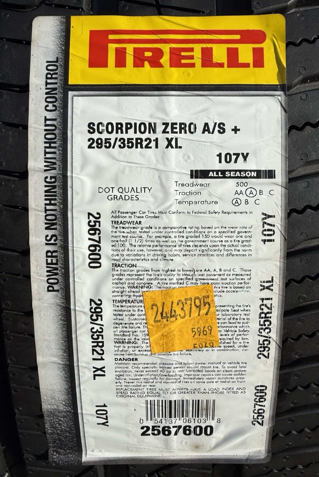Set of TWO BRAND NEW 295/35R21 Pirelli Scorpion Zero AS + Plus All Season Tires