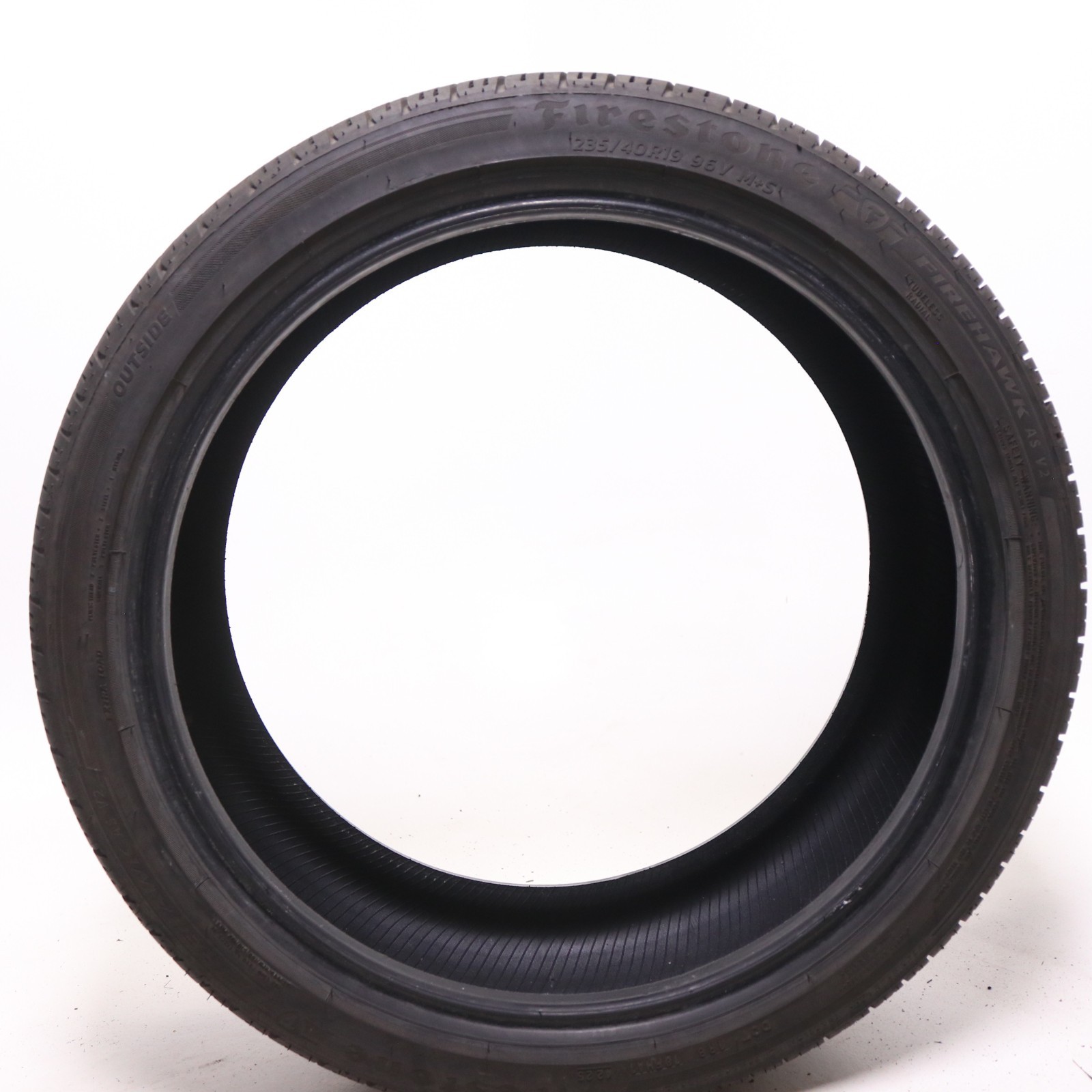 Set of 2 Used 235/40R19 Firestone Firehawk AS V2 – 96V – 7-8/32 No Repairs