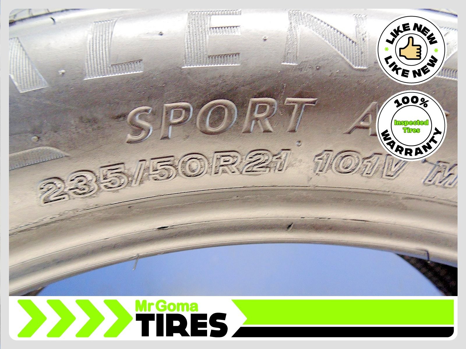 2 BRIDGESTONE ALENZA SPORT A/S E 235/50R21 USED TIRES 9.4/32 TREAD 101V 2355021