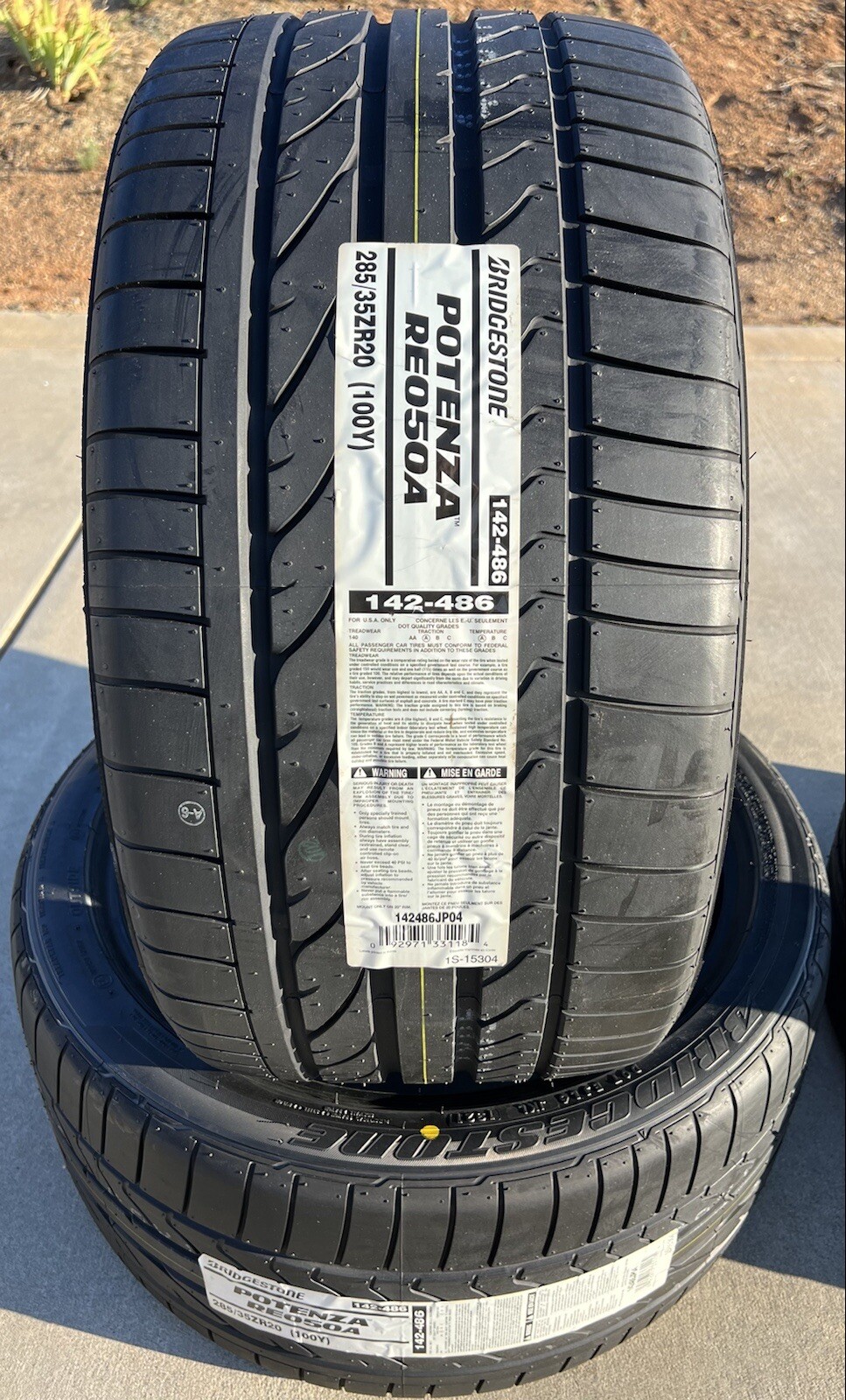 Set of FOUR BRAND NEW 285/35ZR20 Bridgestone Potenza RE050A Tires 2853520